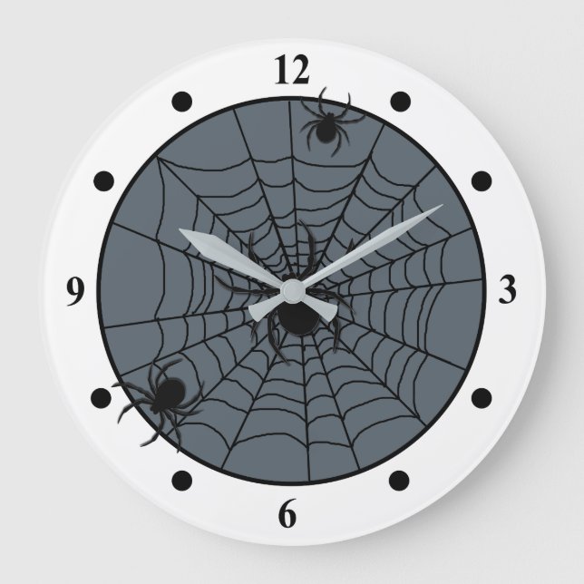 Playful Spider Web with Small Spiders Custom Large Clock (Front)