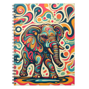 Playful Spirit Elephant – Abstract Color Swirl Art Notebook