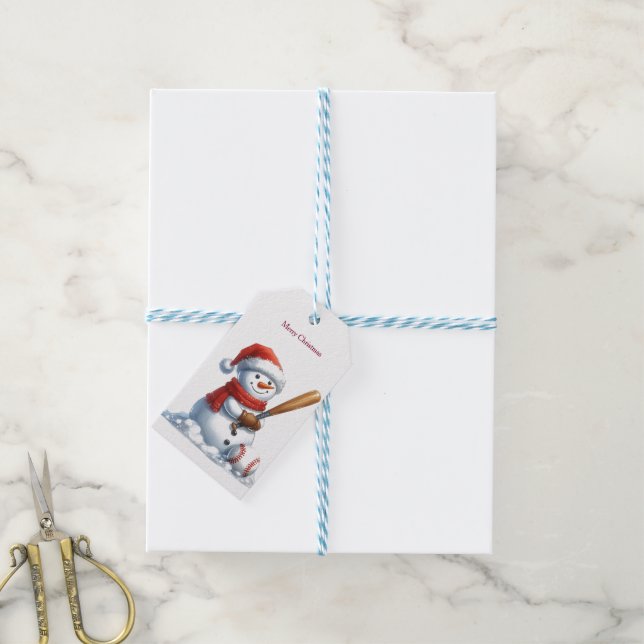 Playful Sporty Snowman  Gift Tags (With Twine)
