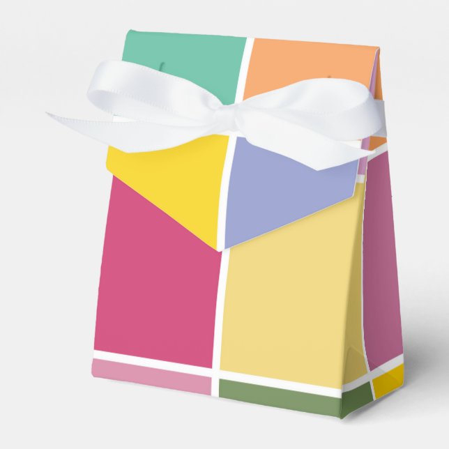 Playful Springtime Checkers  Favour Box (Front Side)