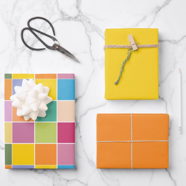 Playful Springtime Checkers  Wrapping Paper Sheets (Front)