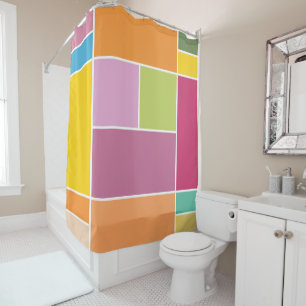 Playful Springtime Geometric Blocks Shower Curtain