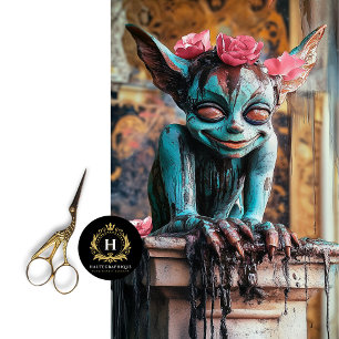 Playful Sprite Gothic Paris Gargoyle Decoupage  Tissue Paper