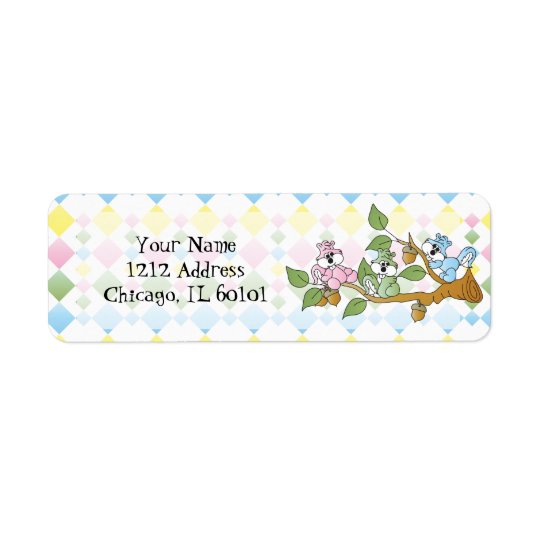 Playful Squirrel Baby Shower Theme Return Address Label