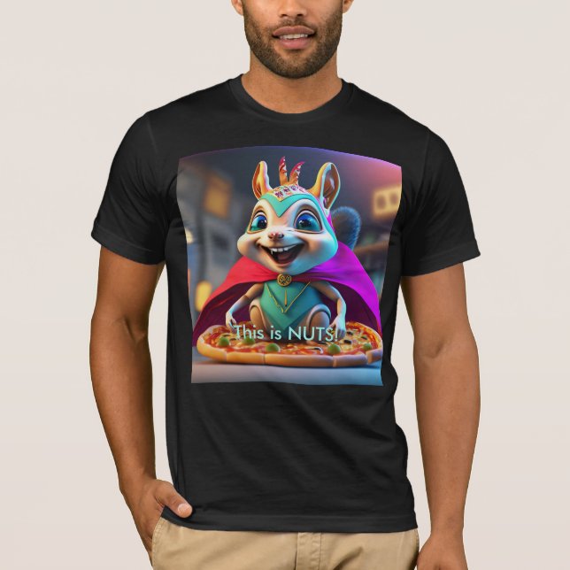 Playful Squirrel Pizza Nuts T-Shirt (Front)