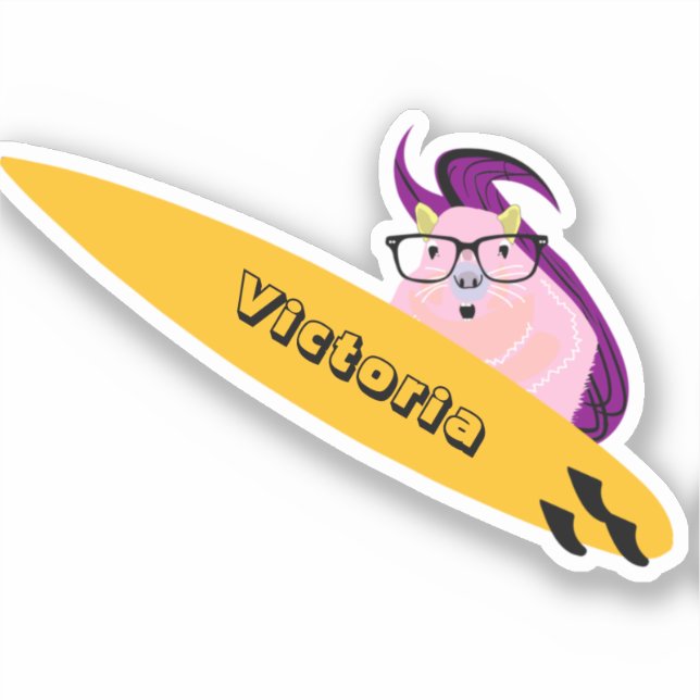 Playful squirrel surfing vinyl sticker (Front)