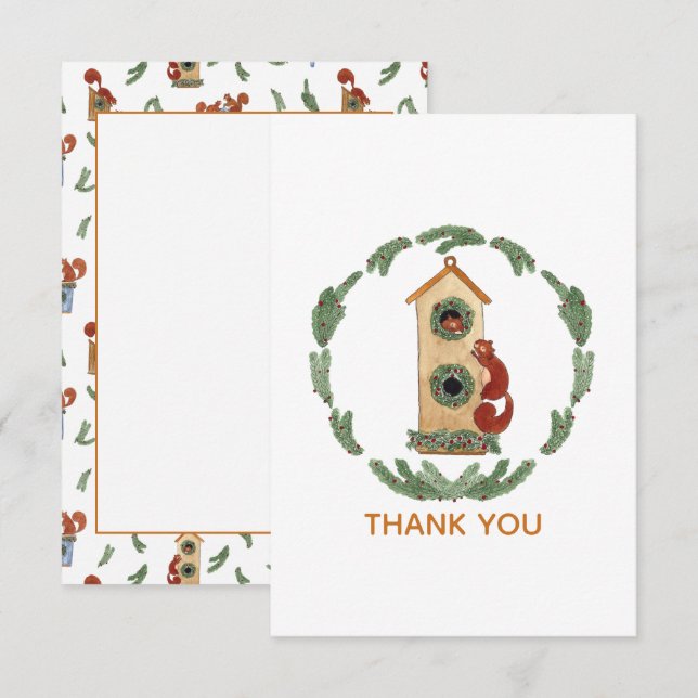 Playful Squirrels Thank You Card (Front/Back)