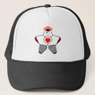 Playful Star Character With Heart Trucker Hat