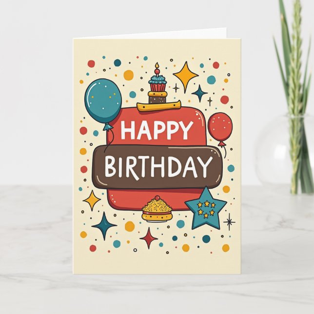Playful Starry Birthday Card (Front)