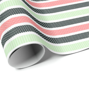 Playful Striped Polka Dot Pattern Wrapping Paper