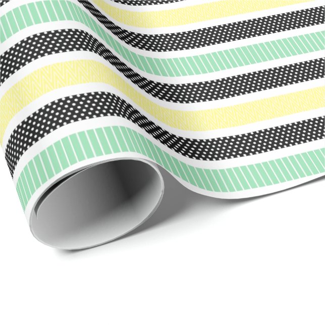 Playful Striped Polka Dot Pattern Wrapping Paper (Roll Corner)