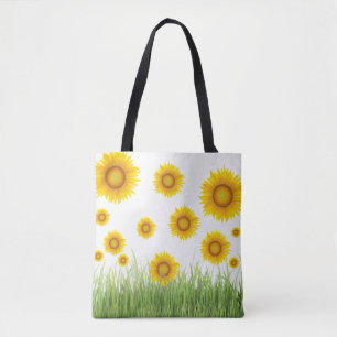 Playful Sunflower Pattern Tote Bag