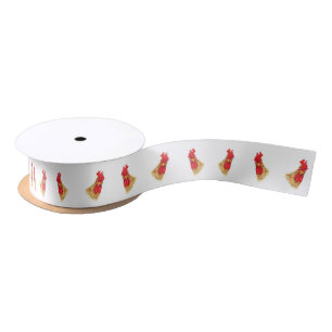 Playful Surprised Curious Rooster Satin Ribbon