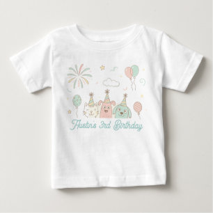 Playful Sweet and Three Birthday Baby T-Shirt
