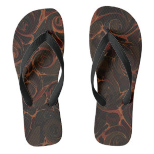 Playful Swirls Dark Brown Flip Flops