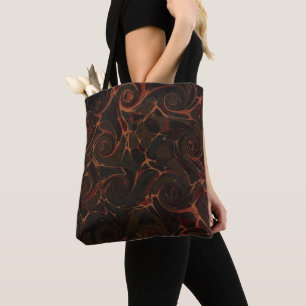 Playful Swirls Dark Brown Tote Bag