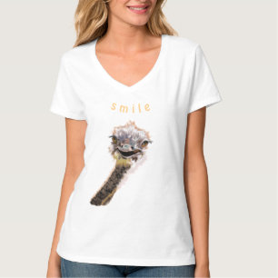 Playful T-Shirt Happy Ostrich Smile - Fun