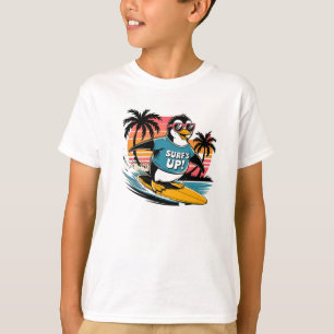 PLAYFUL T SHIRT OF PENGUIN SURFING