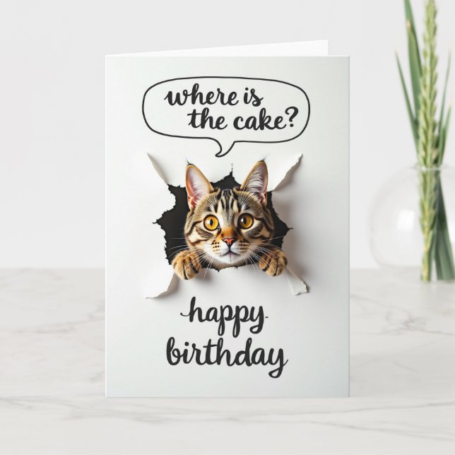 Playful Tabby Birthday Card (Front)