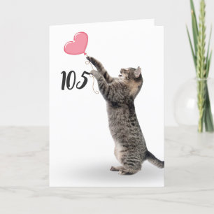 playful tabby cat for 105th birthday card