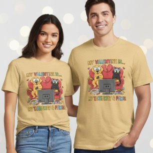 Playful Takeaway Paws Dog Cat Valentine Tri-Blend Shirt