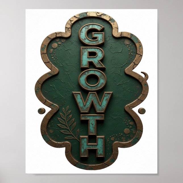 Playful Teal GROWTH Modern Design Poster (Front)