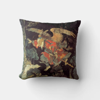 Playful Tengu: Japanese Folklore Throw Pillow