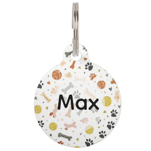 Playful Terracotta & Sage Custom Dog ID Tag (Front)