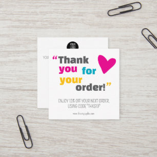 playful Thank You package insert With Logo & Offer