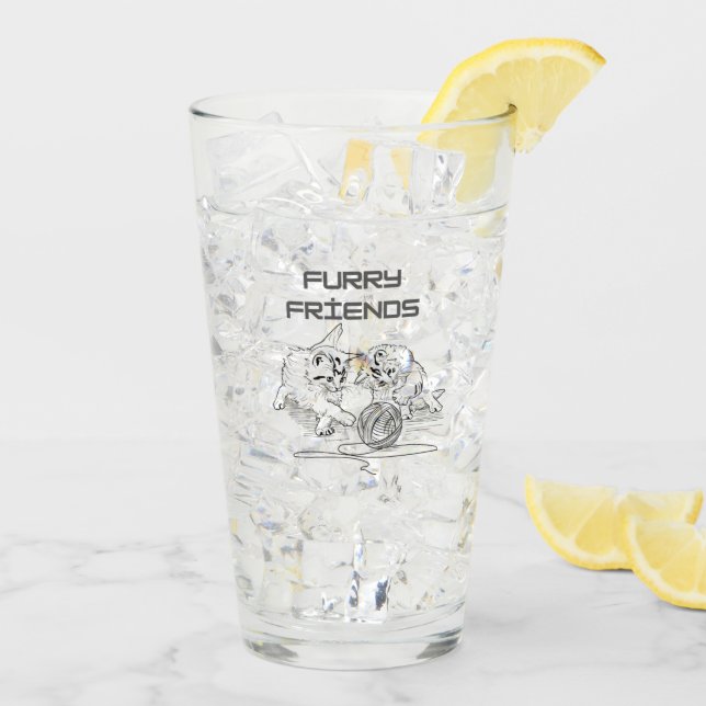 Playful Thread Tango — Two Kittens at Play T-Shirt Glass (Back Ice)