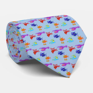 Playful Tiny Toy Helicopters Sky Blue Tie