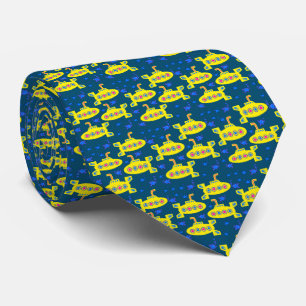 Playful Tiny Yellow Submarines Deep Blue Sea Tie