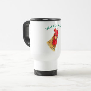 Playful Travel Mug Gift Funny Surprised Rooster