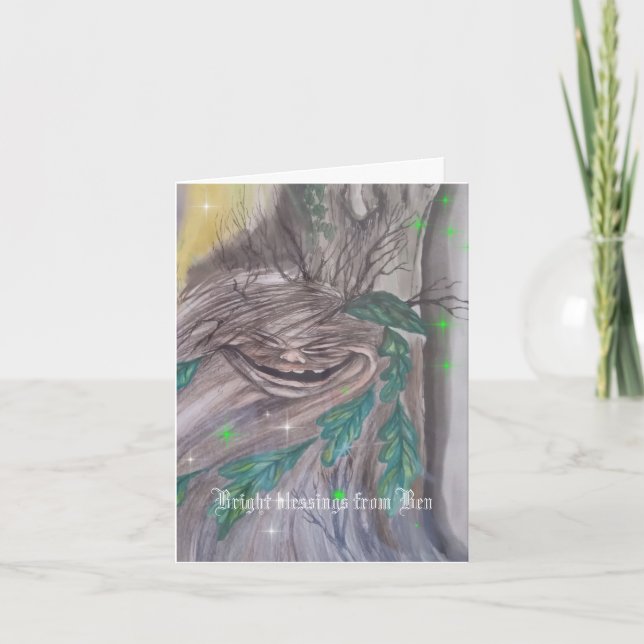 Playful tree spirit blessings card (Front)