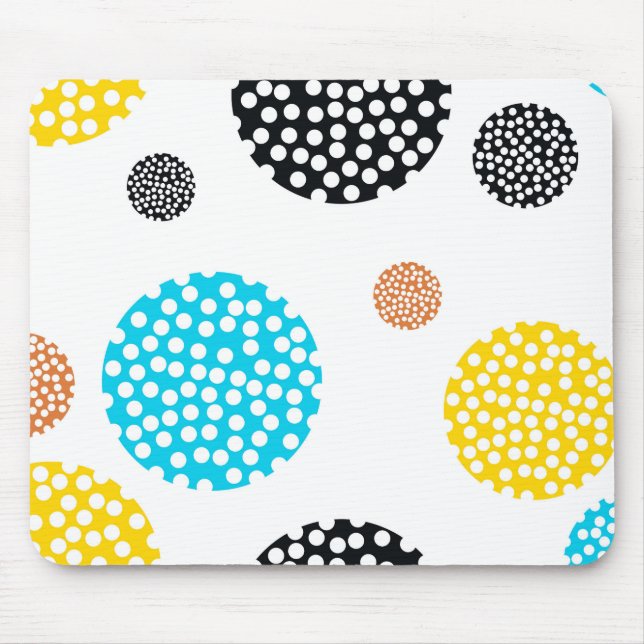 Playful, trendy, cool, fun, modern dotted circles mouse mat (Front)