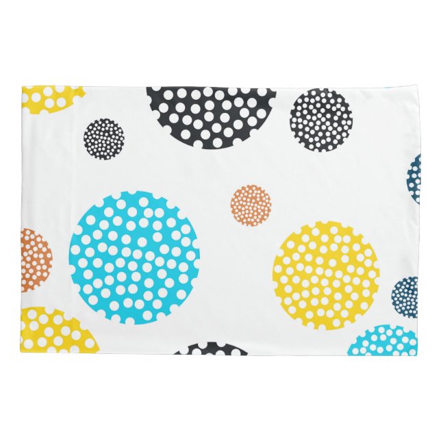 Playful, trendy, cool, fun, modern dotted circles pillowcase (Back)