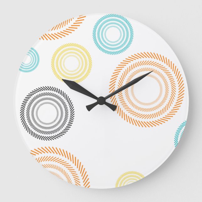 Playful, trendy, cool, modern, simple circles large clock (Front)