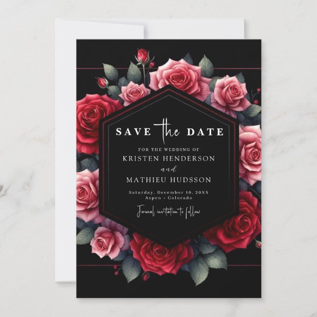 Playful Typography Crimson Red Wedding Save The Date (Front)