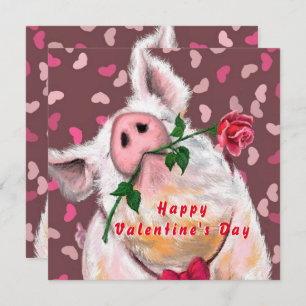 Playful Valentine's Day Card Gentleman Pig