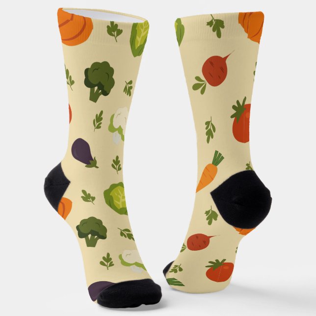 Playful Vegetable Pattern Socks (Angled)
