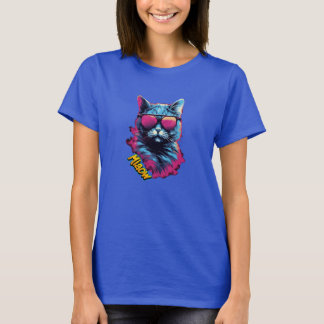 Playful Vibrant Colourful Sunglasses Cat Art Print T-Shirt