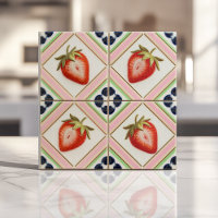 Playful Vintage Kitsch Pastel Strawberry 