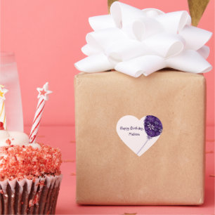 Playful Violet Blush Balloon Happy Birthday Heart Sticker