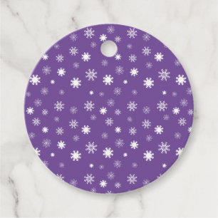 Playful Violet Monochromatic Snow Flakes Graphic Favour Tags