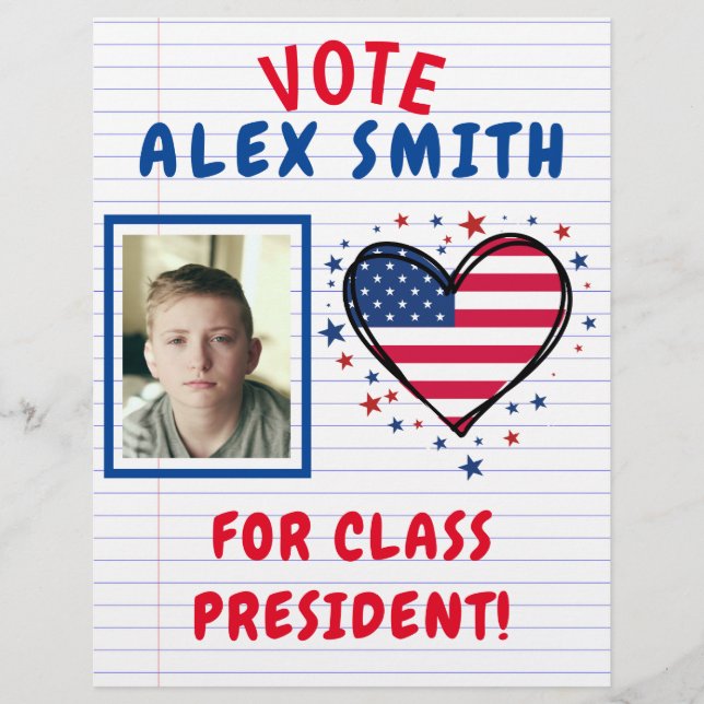 Playful Vote for Class President: Red Election Flyer (Front)