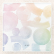 Playful Watercolor Pattern Coaster with Initials