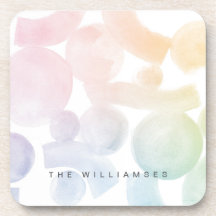 Playful Watercolor Pattern Coaster with Name