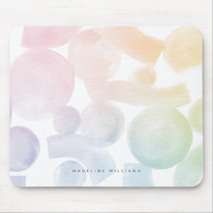 Playful Watercolor Pattern Mousepad with Name