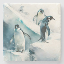 Playful Watercolor Penguins