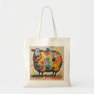 Playful Watercolor Sheep Painting Tote Bag